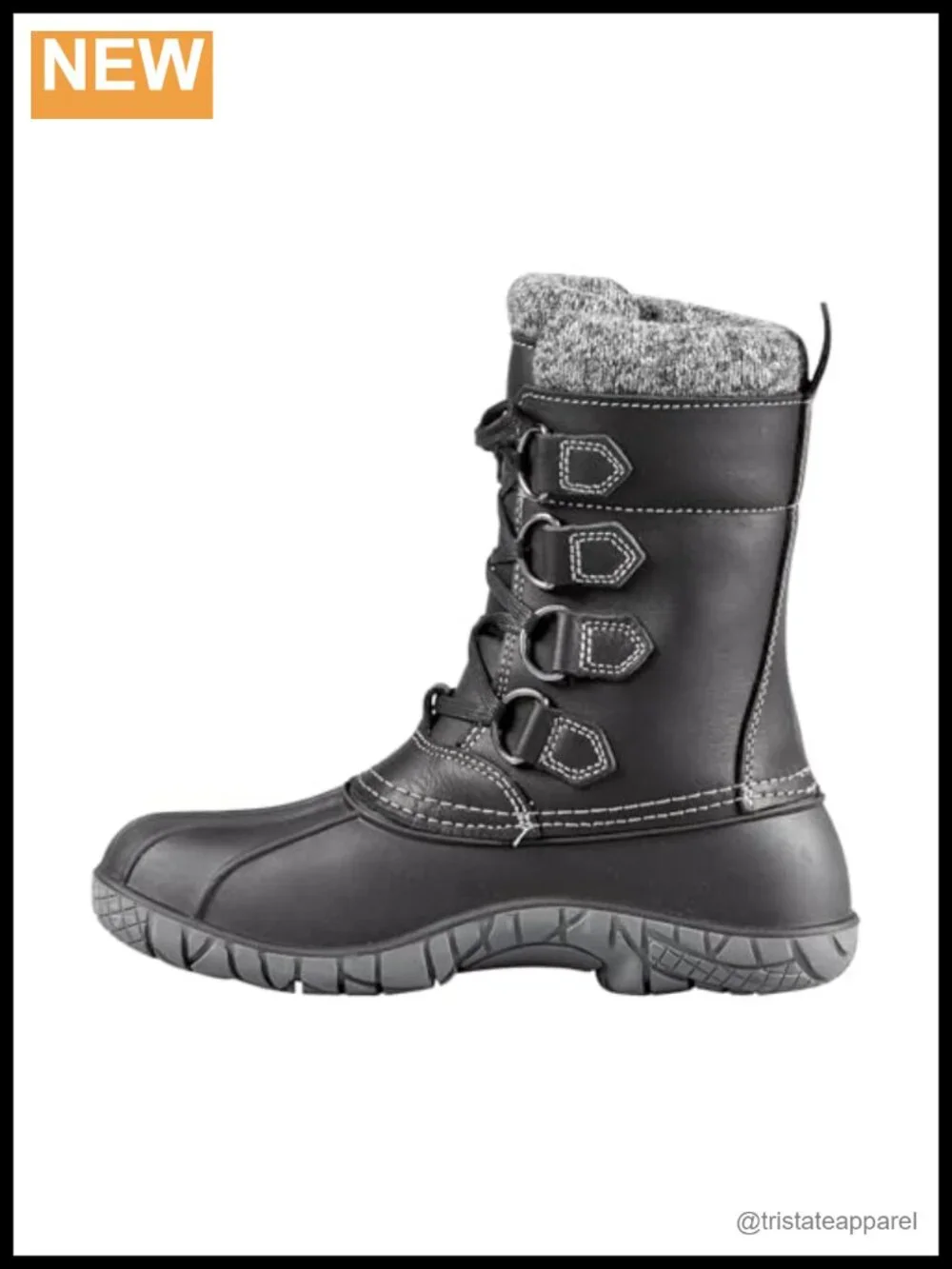 Women's Insulated Waterproof Winter Snow Boots Full-Grain Leather Mid-Height